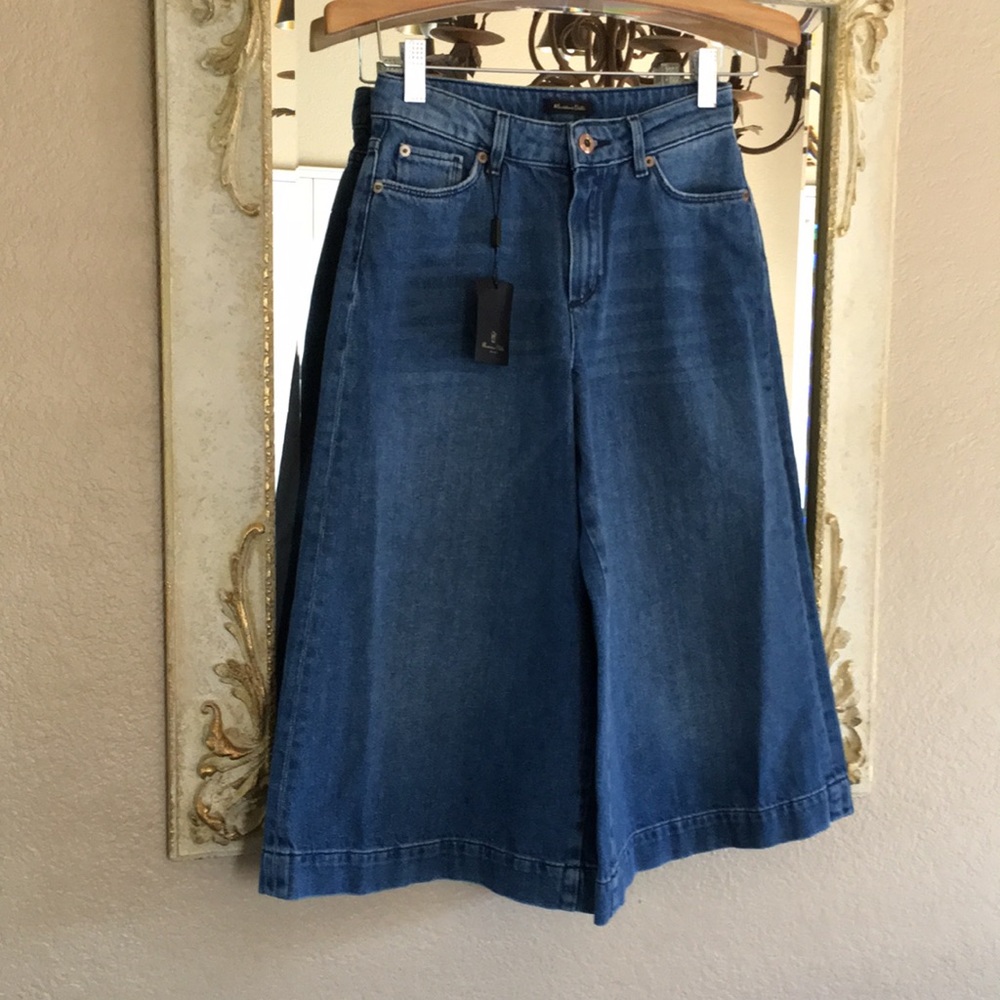 Massimo Dutti denim gauchos. NWT. Medium blue. Wide leg. Size 2.